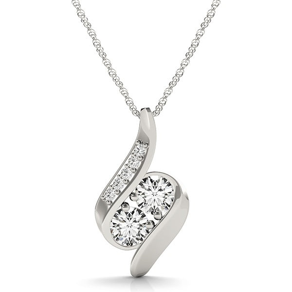 White Platinum Multi-Diamond Two Stone Pendant