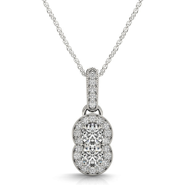 Platinum White Diamond Round Fashion Pendant
