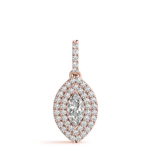 14K Rose Gold Marquise Diamond Halo Pendant