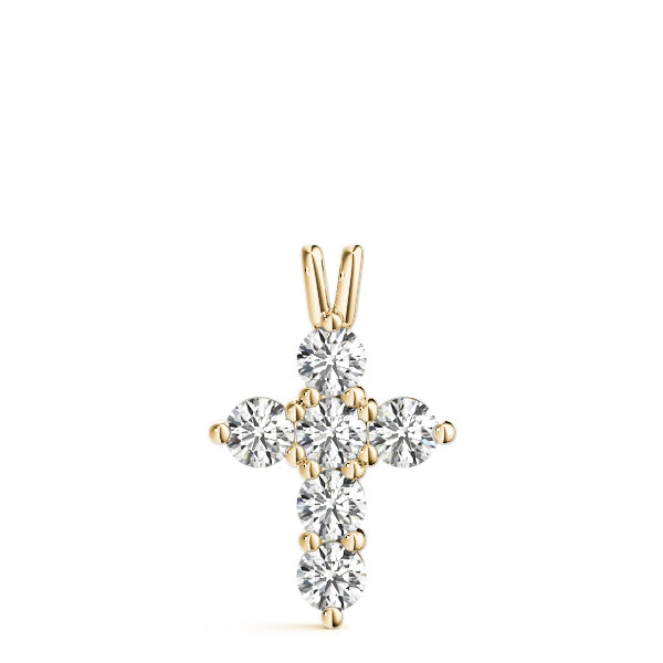 14K Yellow Gold Diamond Cross Pendant