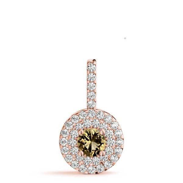 18K Rose Gold Round Diamond Halo Pendant