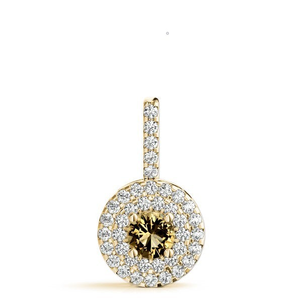 Yellow Gold Lab Diamond Halo Pendant - Brilliant Centerpiece