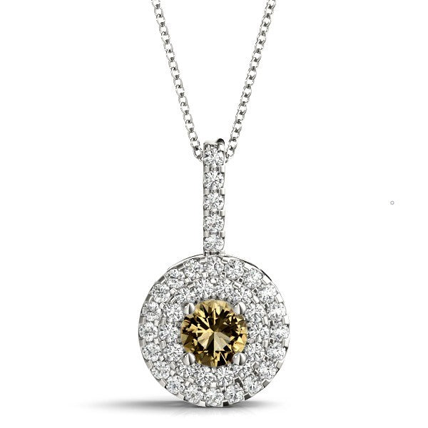 14K White Gold Round Diamond Halo Pendant