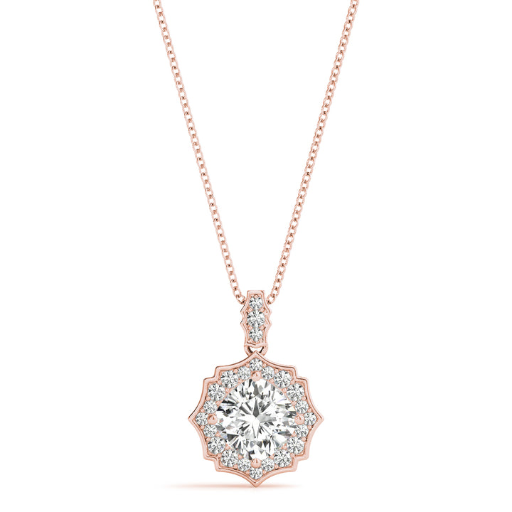 18K Rose Gold Diamond Halo Pendant 5/8 CT