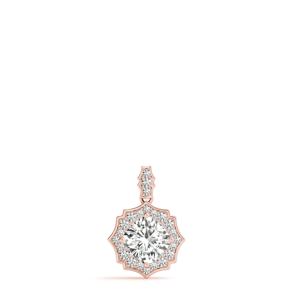 Rose Gold Lab Diamond Cushion Halo Pendant
