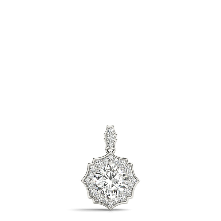 14K White Gold Cushion Diamond Halo Pendant