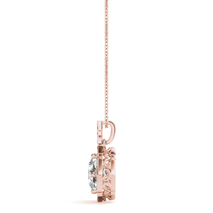 Rose Gold Lab Diamond Cushion Halo Pendant