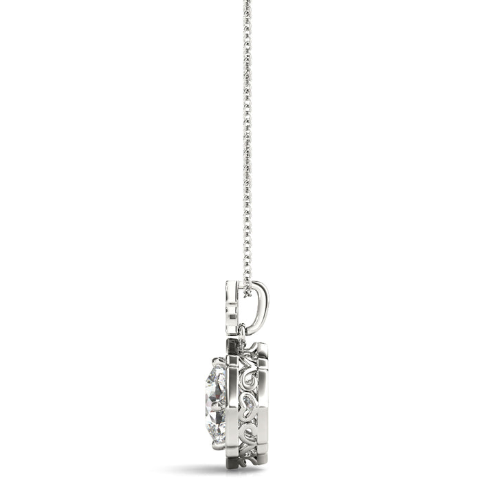 White Gold Lab Diamond Cushion Halo Pendant
