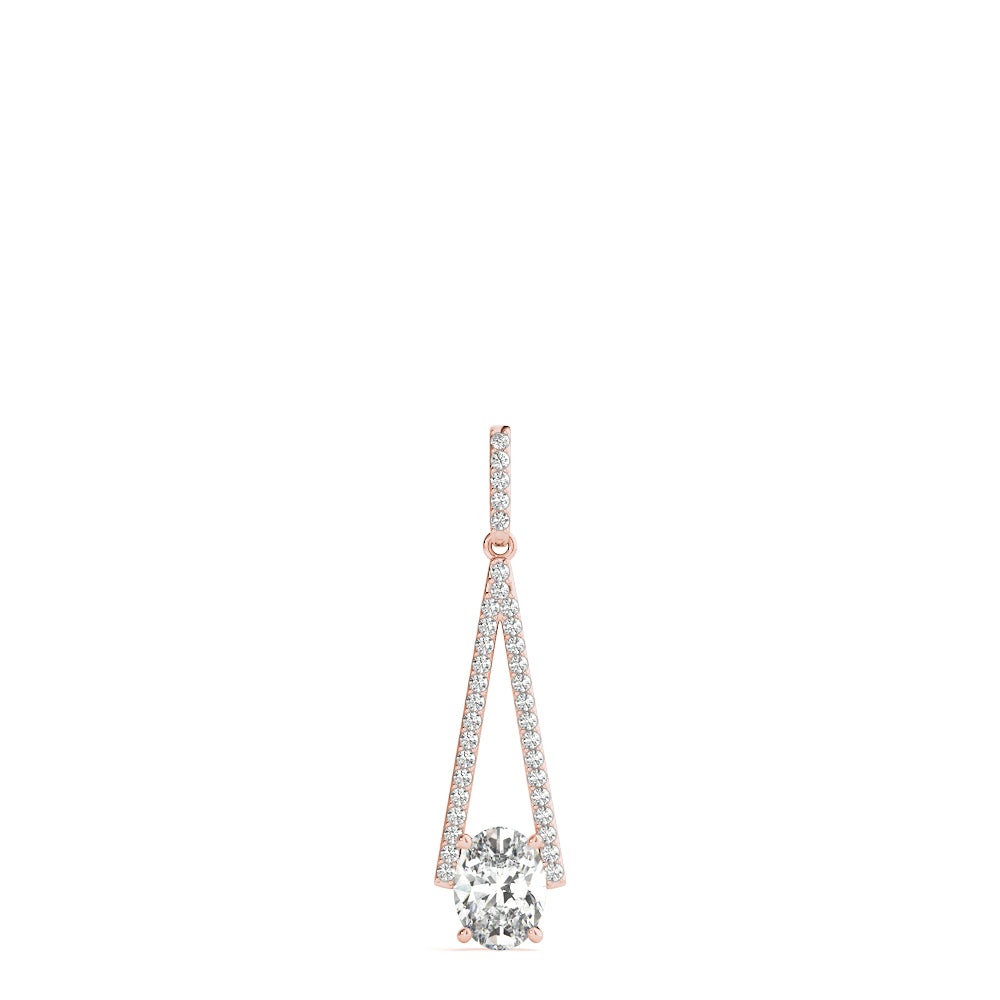 14K Rose Gold Oval Diamond Halo Pendant