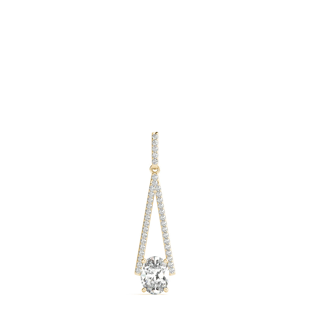 18K Yellow Gold Lab Diamond Oval Pendant