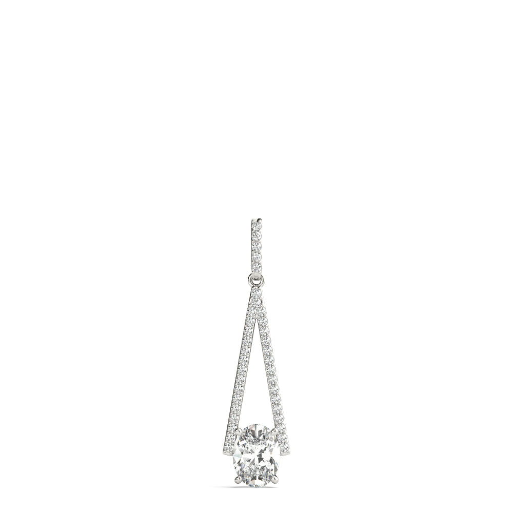 18K White Gold Oval Diamond Halo Pendant
