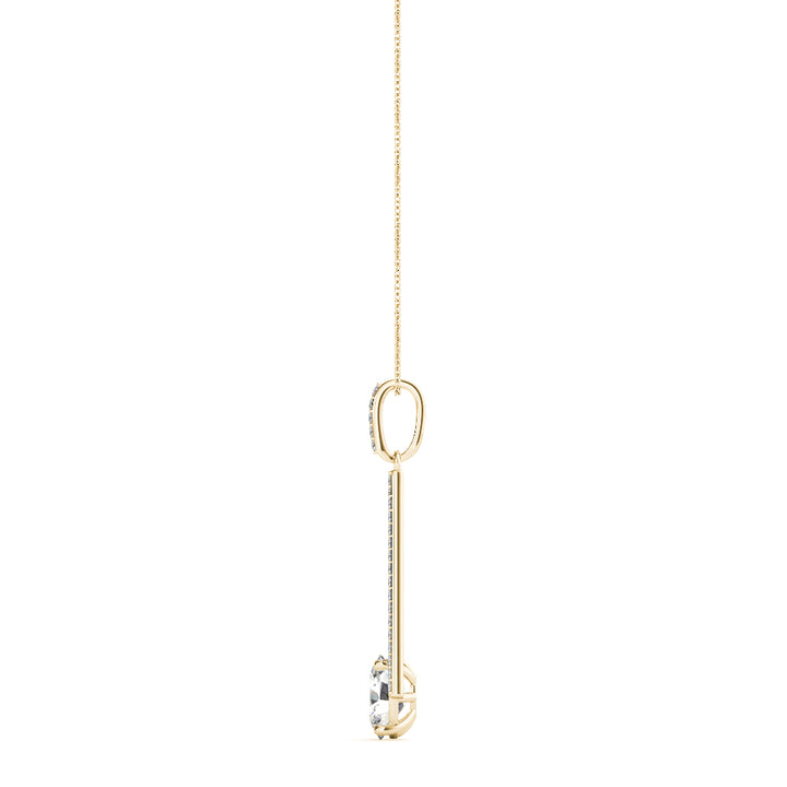 14K Yellow Gold Oval Diamond Halo Pendant