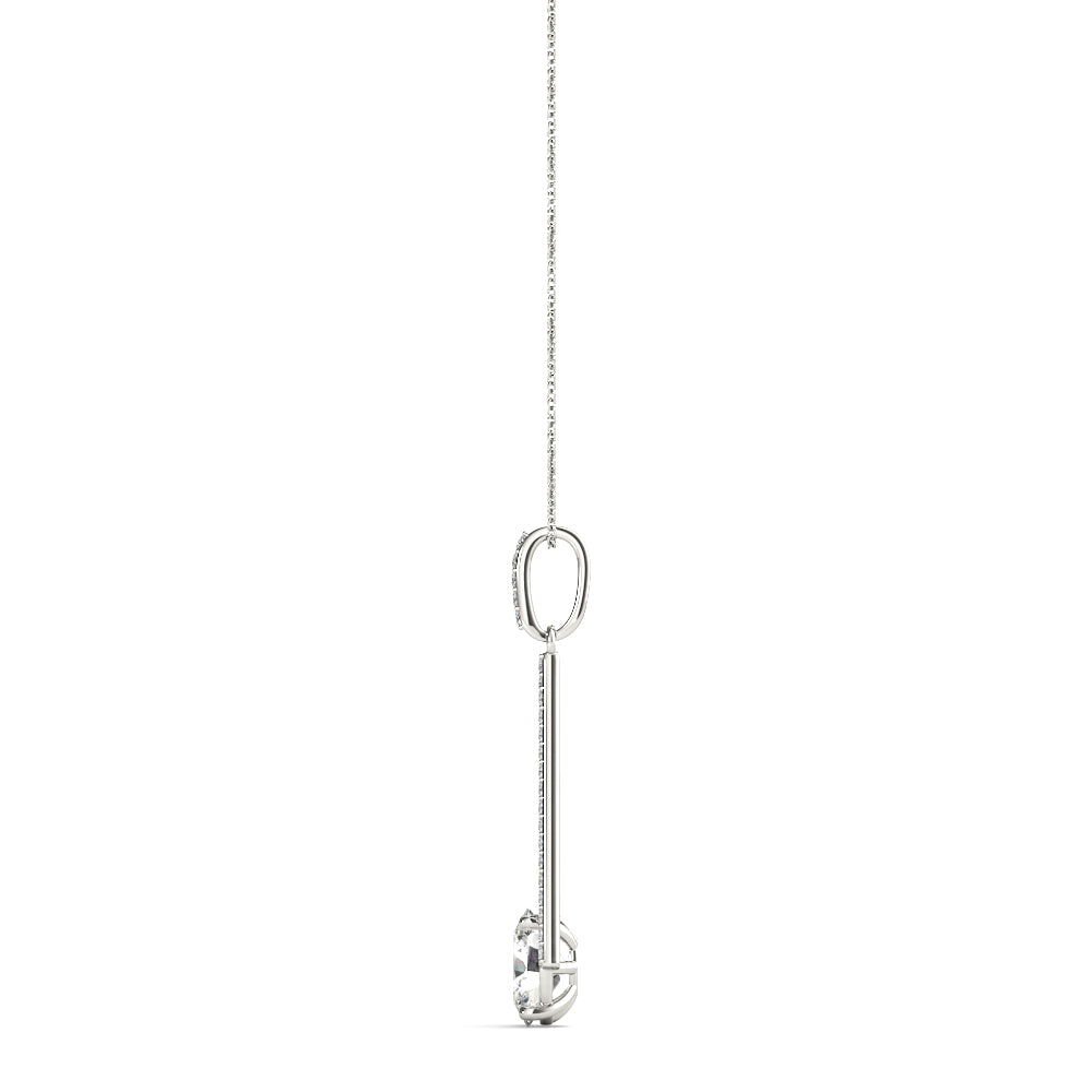 18K White Gold Diamond Oval Pendant