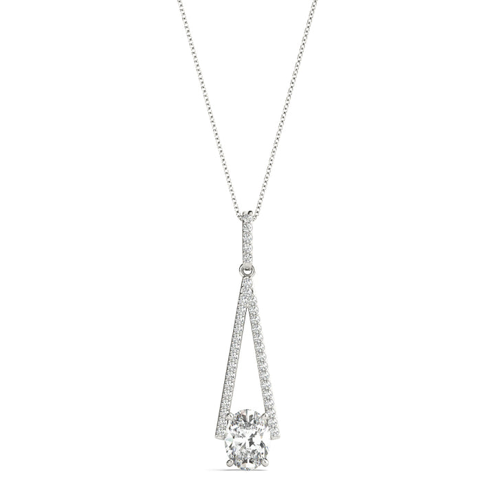 14K White Gold Lab Diamond Oval Pendant