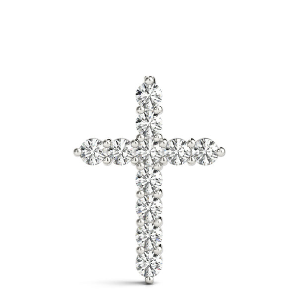 14K White Gold Diamond Cross Pendant