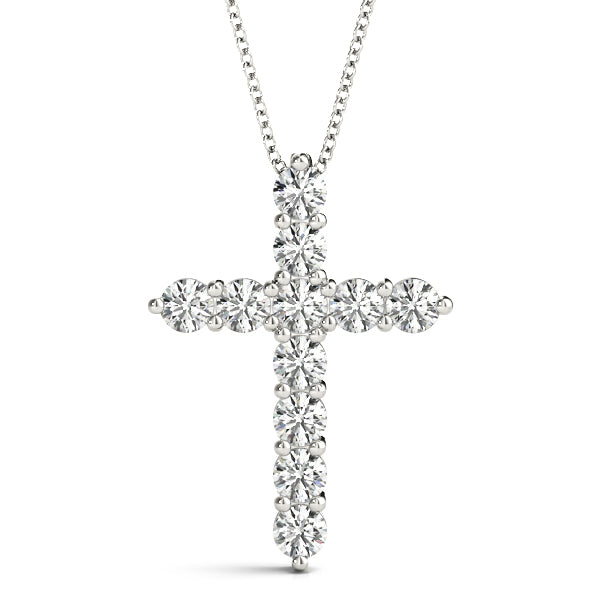14K White Gold Diamond Cross Pendant