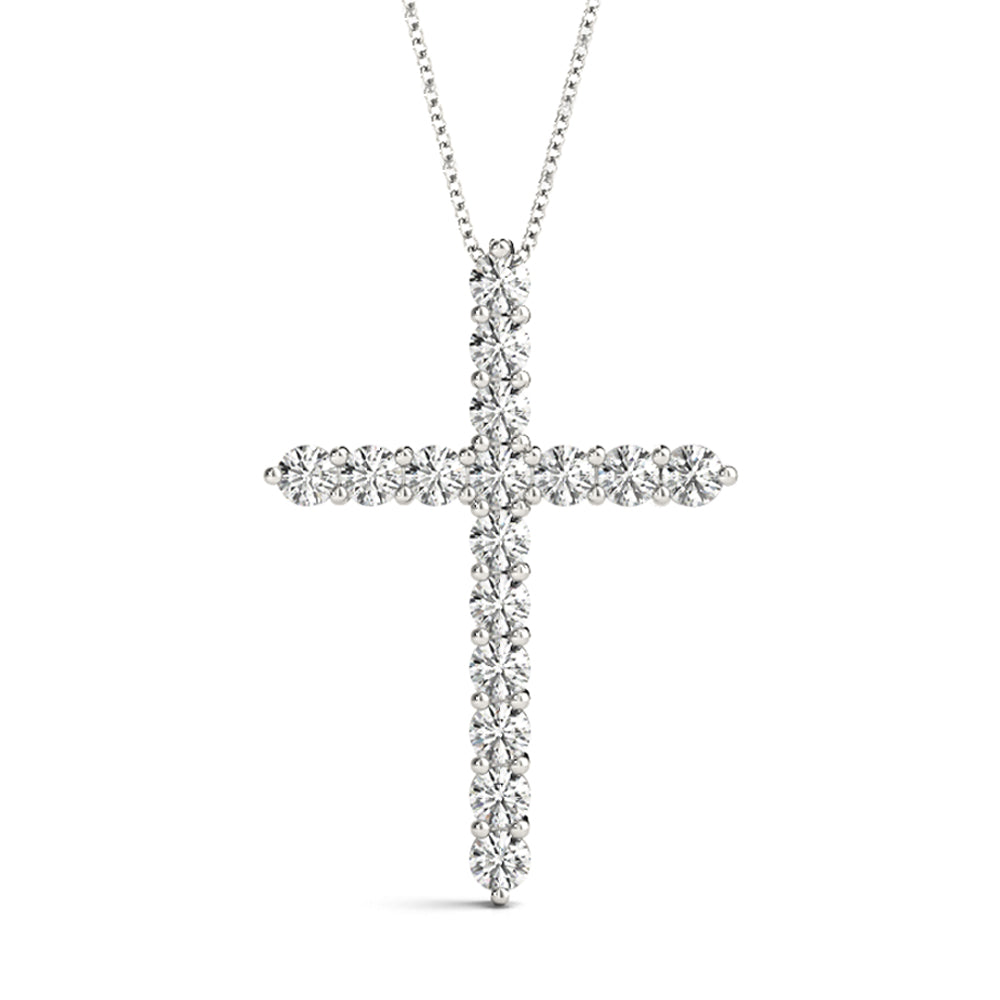 Platinum White Diamond 16 Stone Cross Pendant