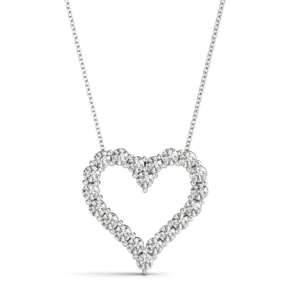 White Gold Diamond Heart Pendant | 20 Stones