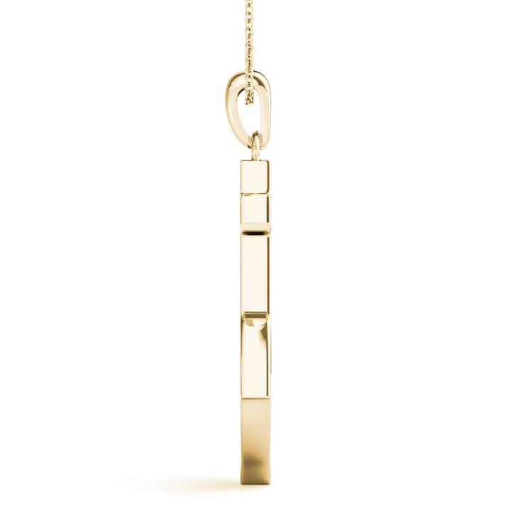 14K Yellow Gold Diamond Anchor Pendant