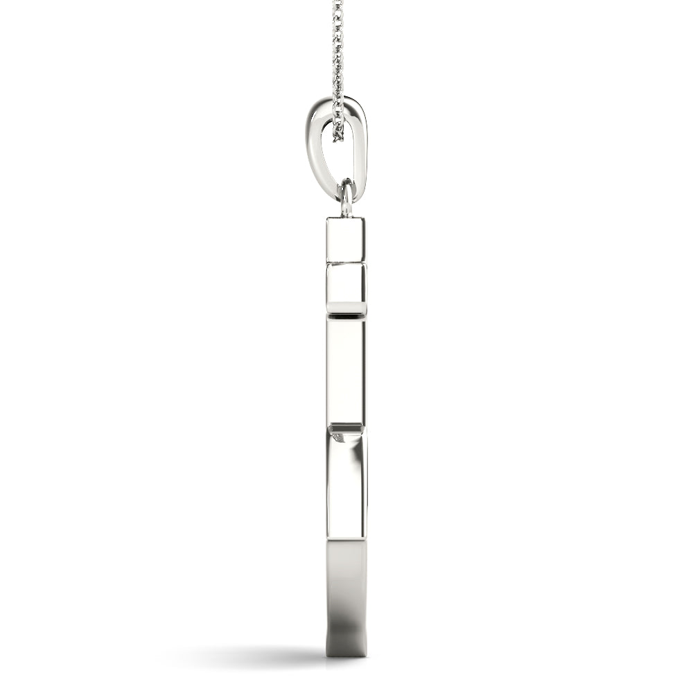 14K White Gold Diamond Maritime Anchor Pendant