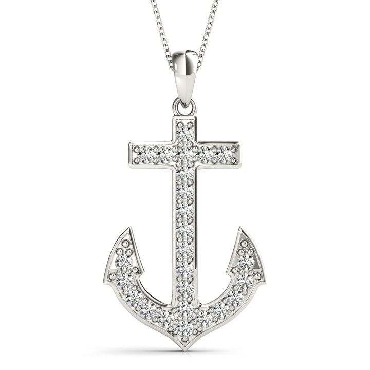 14K White Gold Multi-Diamond Fashion Pendant