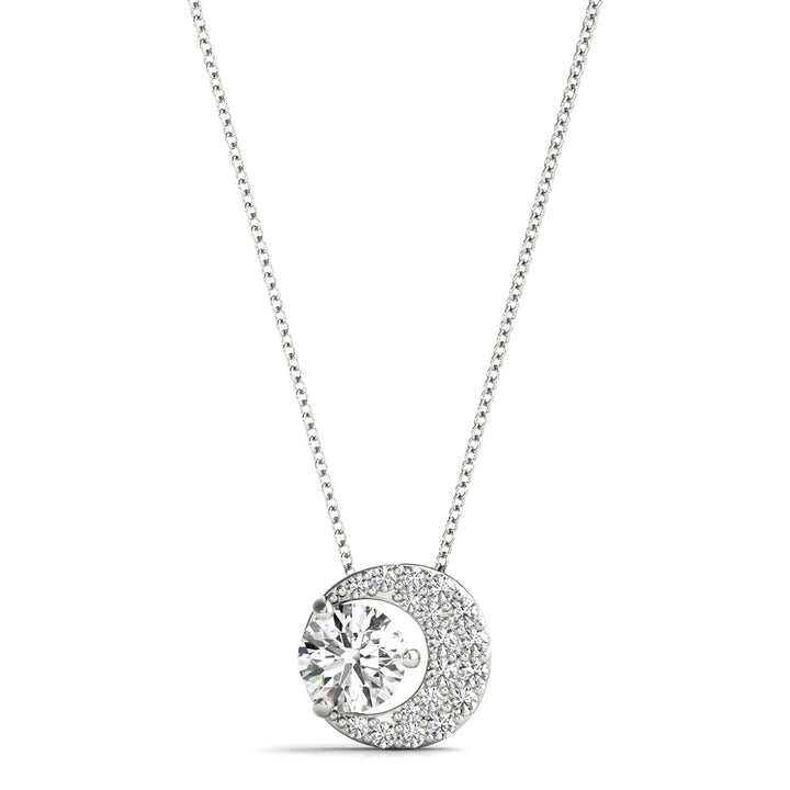 Platinum White Round Diamond Solitaire Pendant