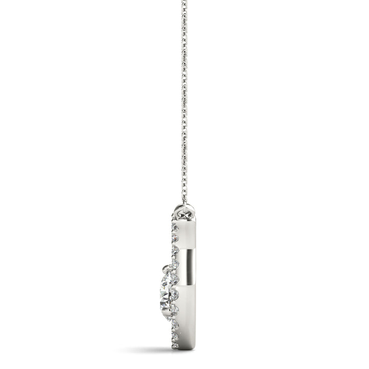 14K White Gold Multi-Diamond Round Pendant