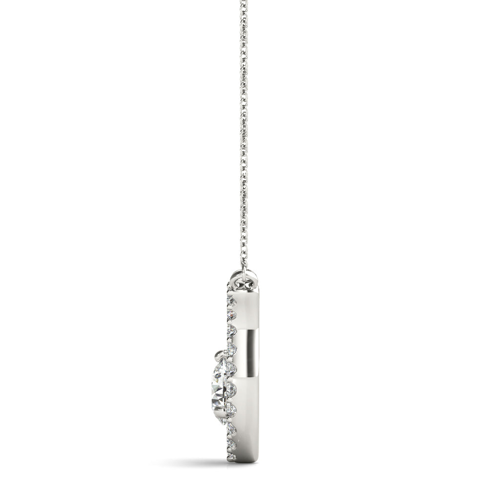 14K White Gold Multi-Diamond Round Pendant