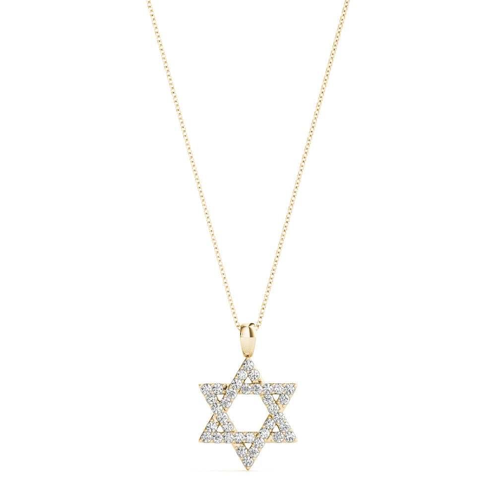 Yellow Gold Diamond Star of David Religious Pendant