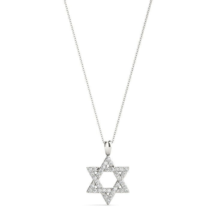 14K White Gold Diamond Star of David Religious Pendant