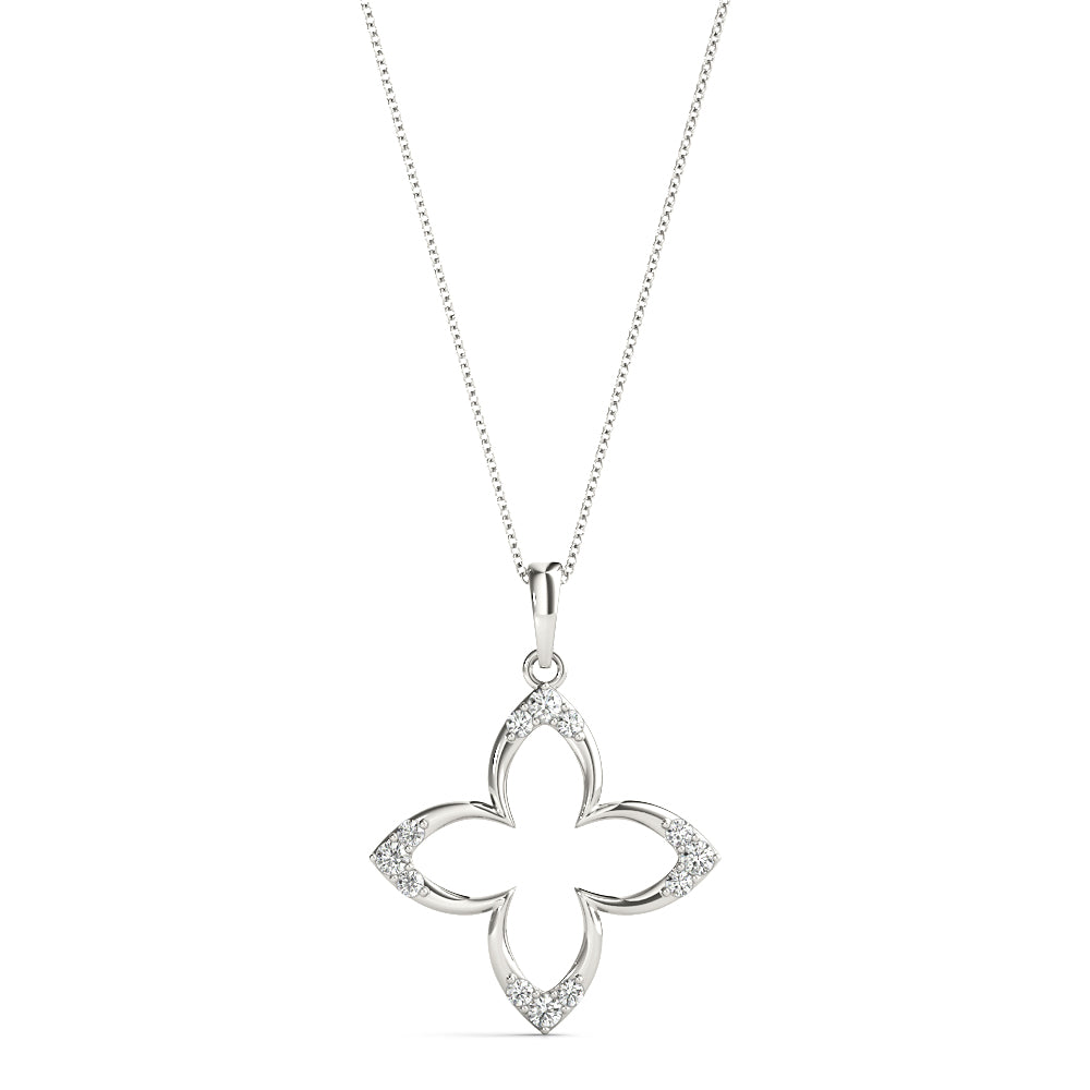 White Gold 12-Diamond Geometric Fashion Pendant
