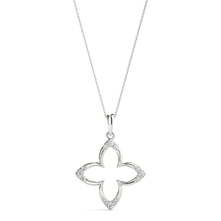 White Gold 12-Diamond Geometric Fashion Pendant