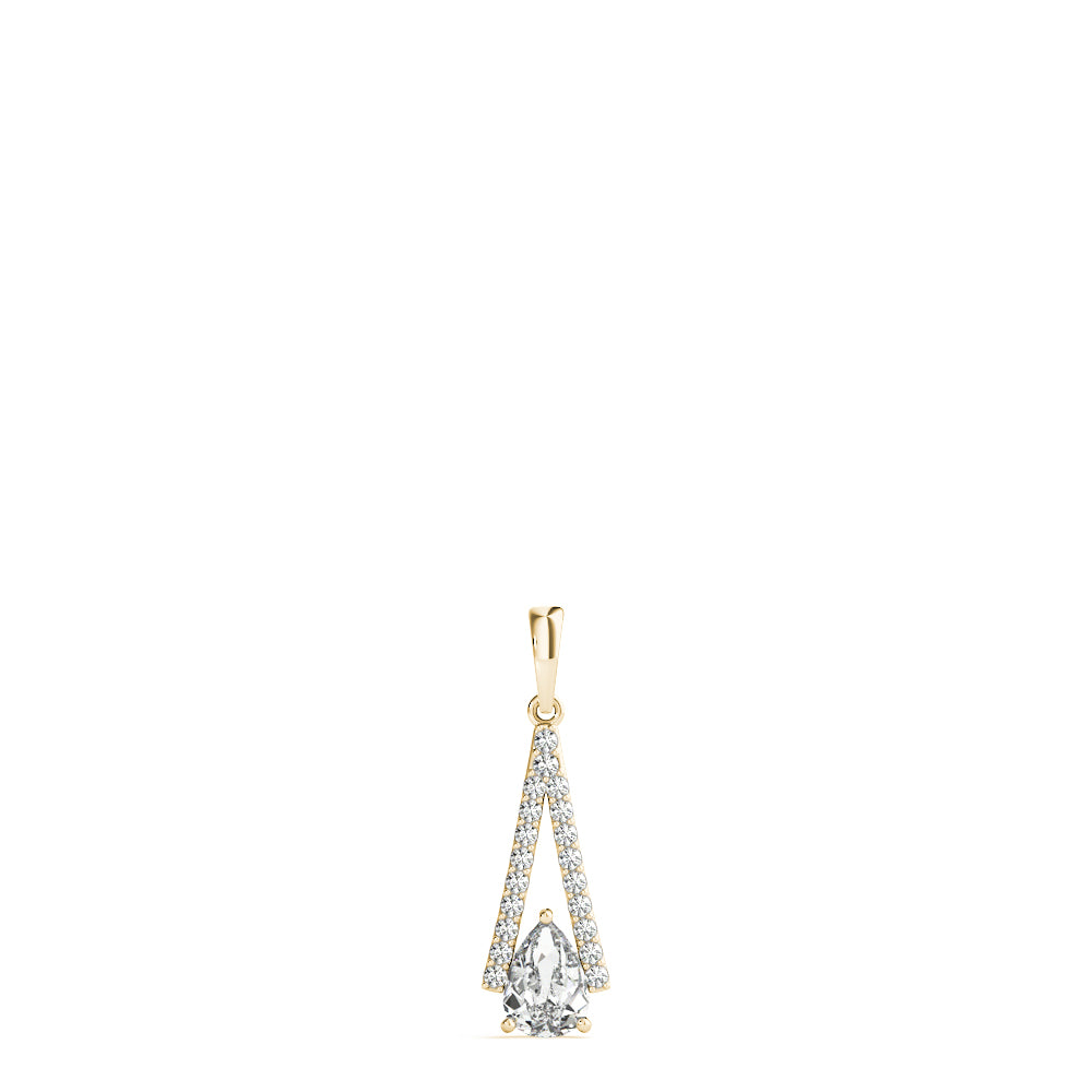 18K Yellow Gold Pear Diamond Pendant with Halo