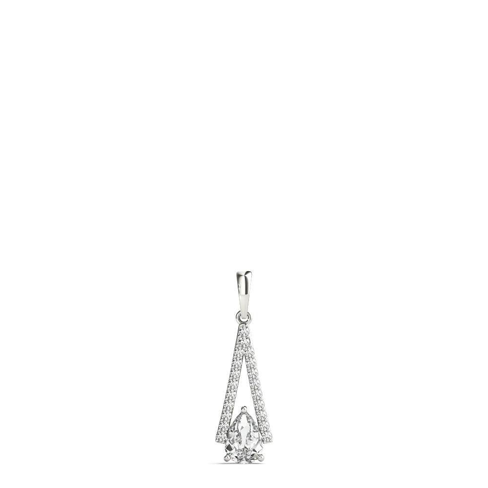 18K White Gold Pear Diamond Halo Pendant