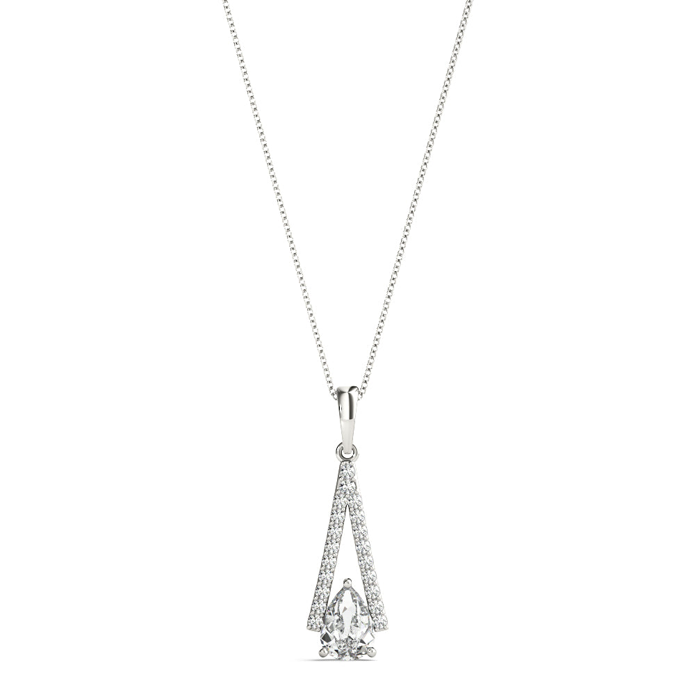 14K White Gold Lab Diamond Pear Pendant