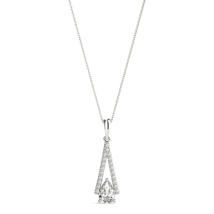White Platinum Pear Diamond Pendant