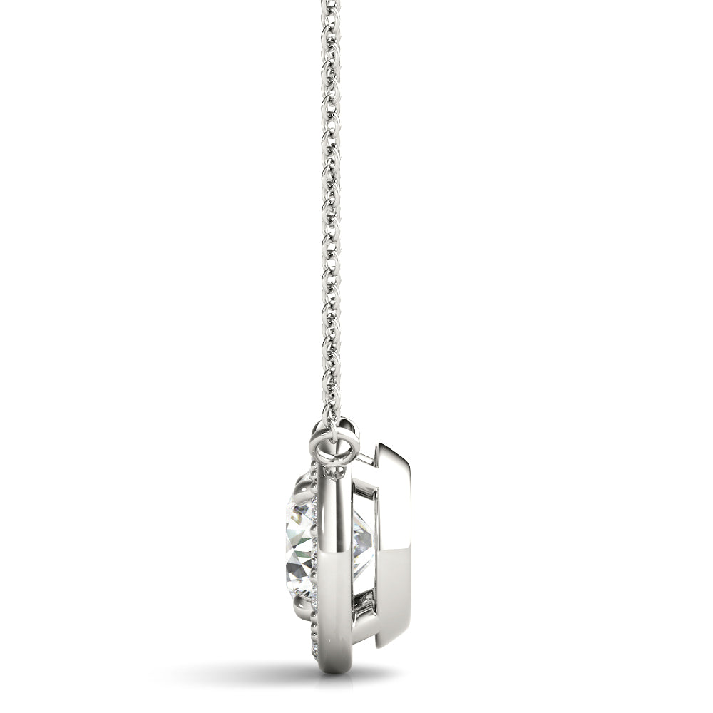 White Platinum Round Diamond Halo Pendant