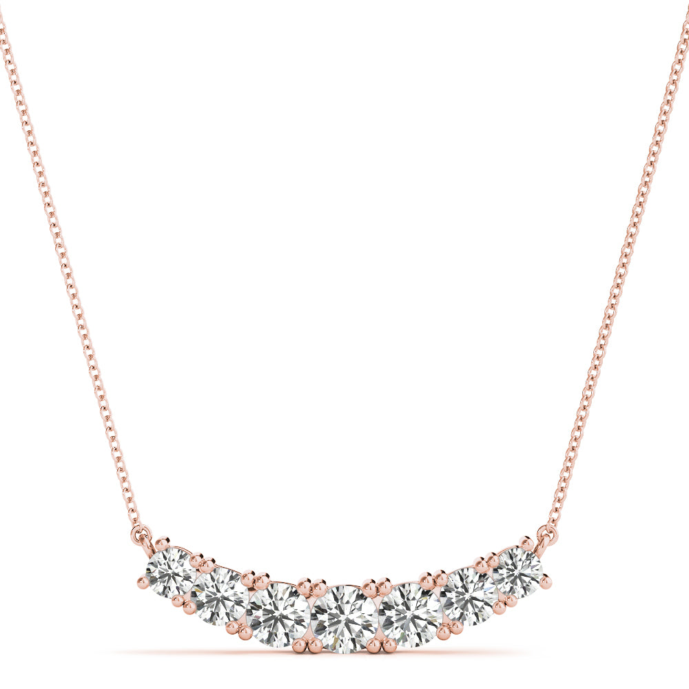 Rose Gold Lab Diamond 7 Stone Bar Pendant