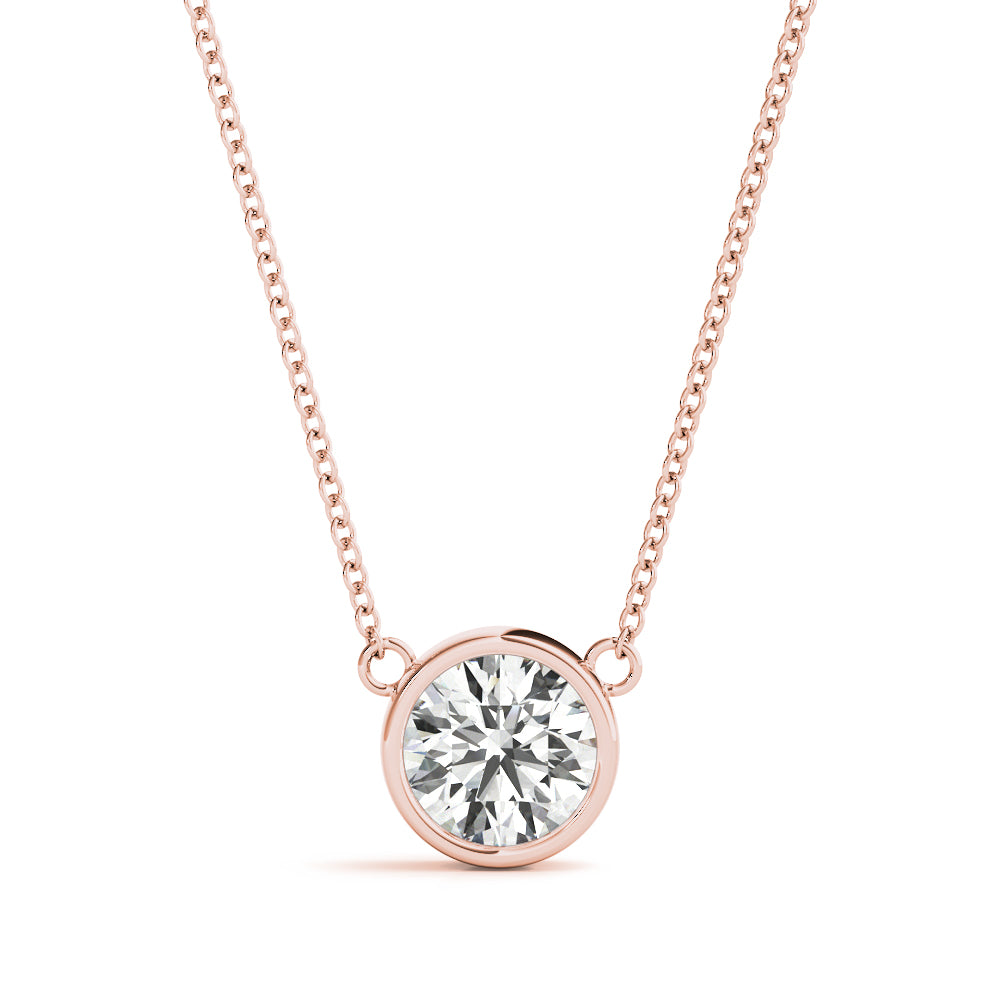 Rose Gold 1.0 CT Lab Diamond Solitaire Pendant