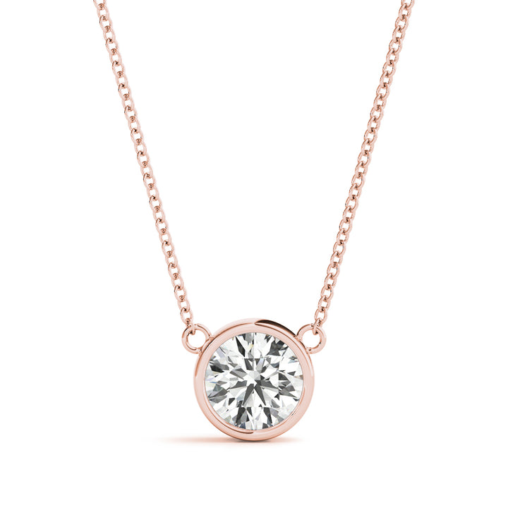 18K Rose Gold 1ct Round Diamond Pendant