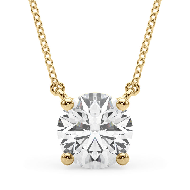14K Yellow Gold 1ct Round Diamond Solitaire Pendant