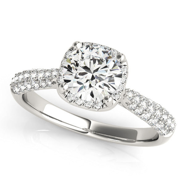 Style# 51009-E - Cushion Halo Pave Diamond Engagement Ring