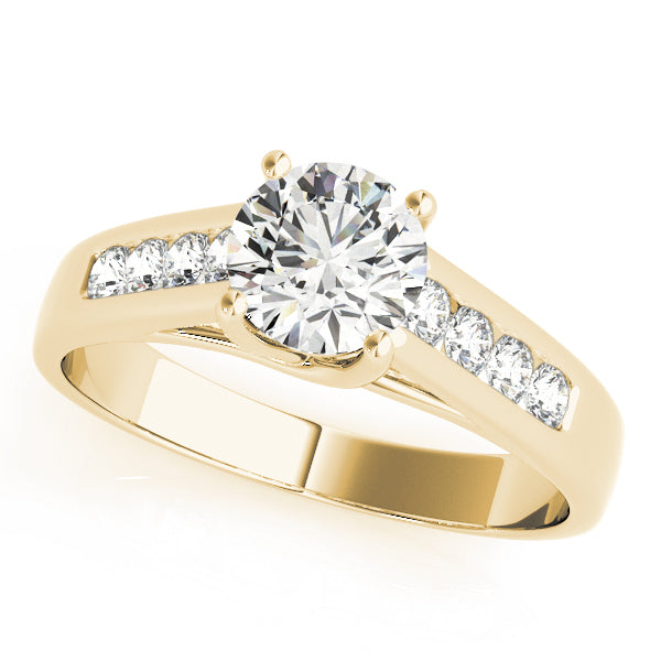 Round Cathedral Trellis Channel-Set Diamond Engagement Ring