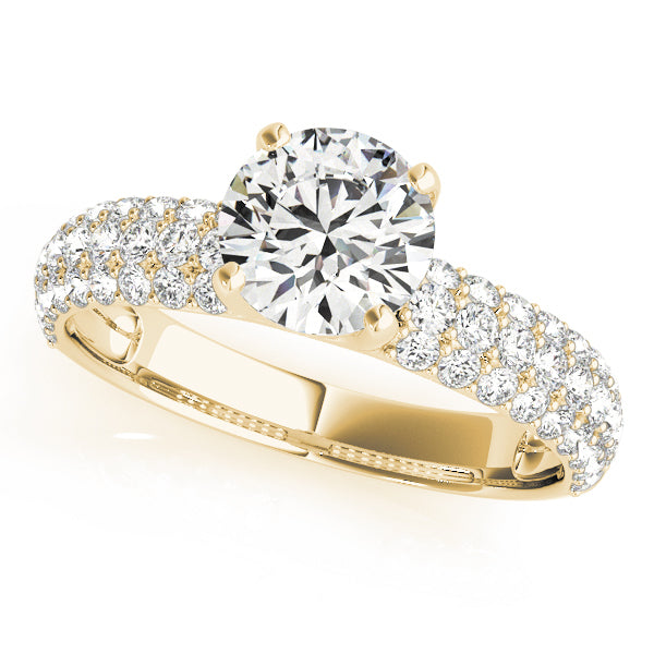 Round High-Set Curved Multi-Row Pave Diamond Engagement RIng