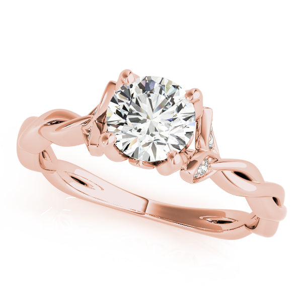 Nature-Inspired Twisted Shank Solitaire Rose Diamond Engagement Ring