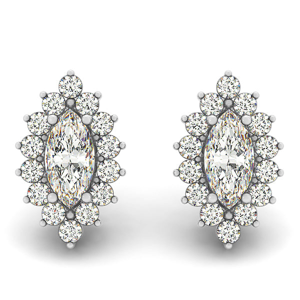 Round Diamond Halo Stud Earrings