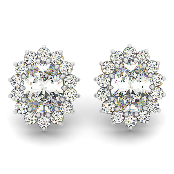 Round Diamond Halo Stud Earrings