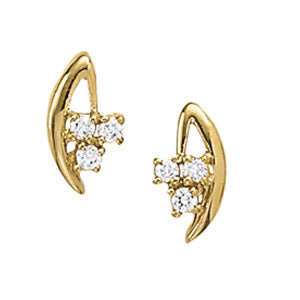 Platinum 3-Stone Diamond Stud Earrings