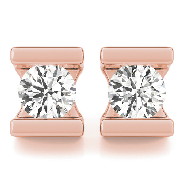 14K Rose Gold Round Lab Diamond Stud Earrings