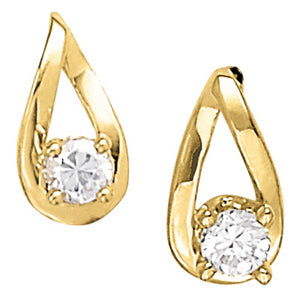 14K White Gold 1/4 CT Round Diamond Stud Earrings